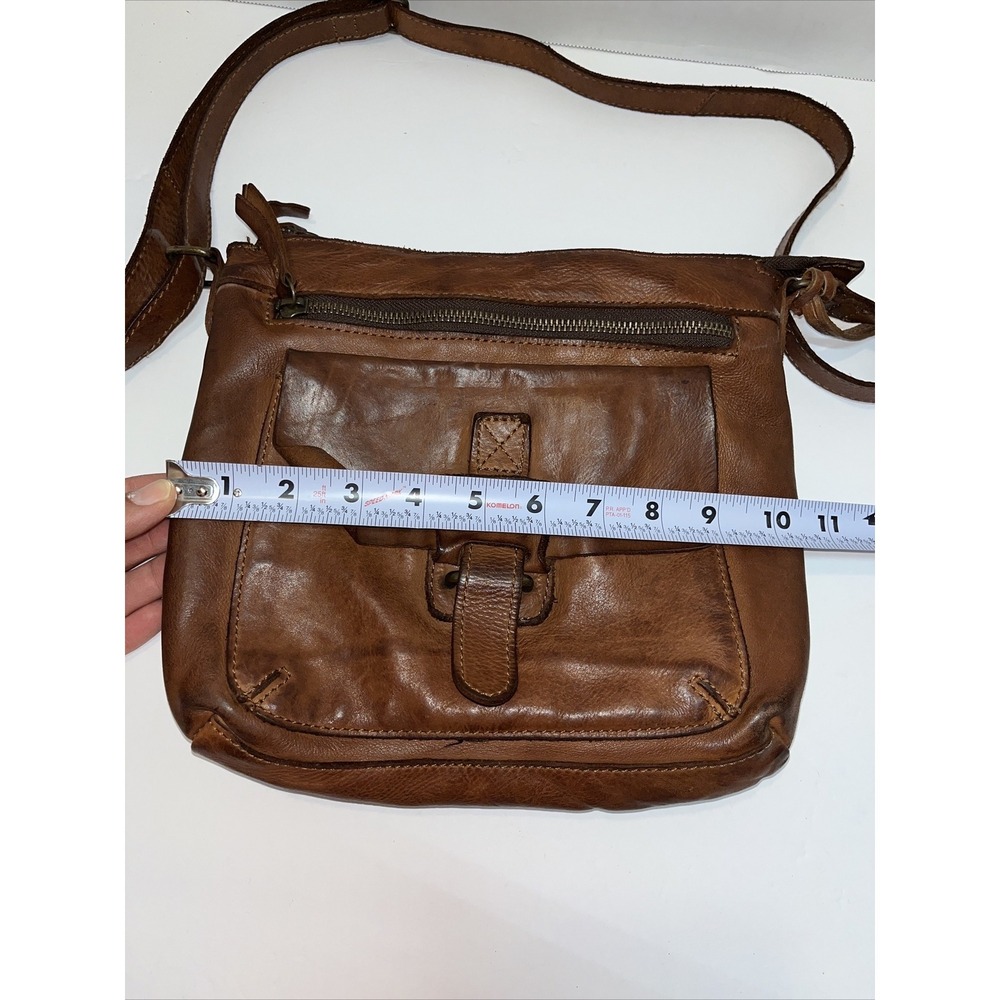 Harbour 2nd Genuine Leather Cognac Brown Zip Top Crossbody Flap Purse - Picture 14 of 16